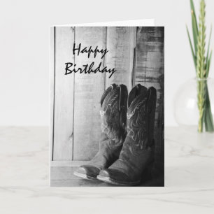 Rustic Cowboy Boots Happy Birthday Kaart