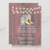 Rustic Cowboy Boots Lantern Pink Wood Weddenschap Kaart (Voorkant / Achterkant)