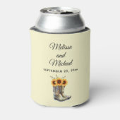 Rustic Cowboy Boots met Sunflower Wedding Blikjeskoeler (Blikje Achterkant)