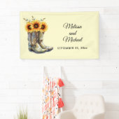 Rustic Cowboy Boots met Sunflower Wedding Spandoek (Insitu)