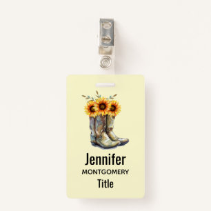 Rustic Cowboy Boots met zonnebloemen Badge