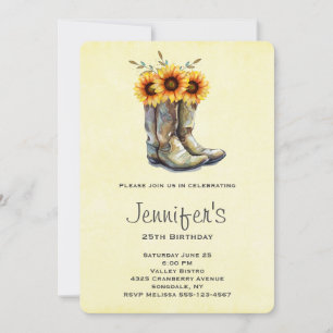 Rustic Cowboy Boots met zonnebloemen op zondag Kaart