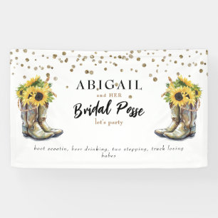 Rustic Cowboy Boots Sunflower Bachelorette Banner