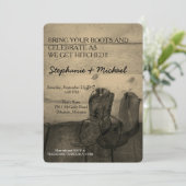 Rustic Cowboy Boots Wedding Kaart (Staand voorkant)