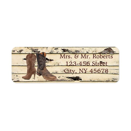 Rustic Cowboy Boots Western land Wedding Etiket (Voorkant)