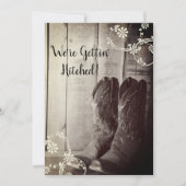 Rustic Cowboy Boots Western Wedding Save the Date Kaart (Voorkant)