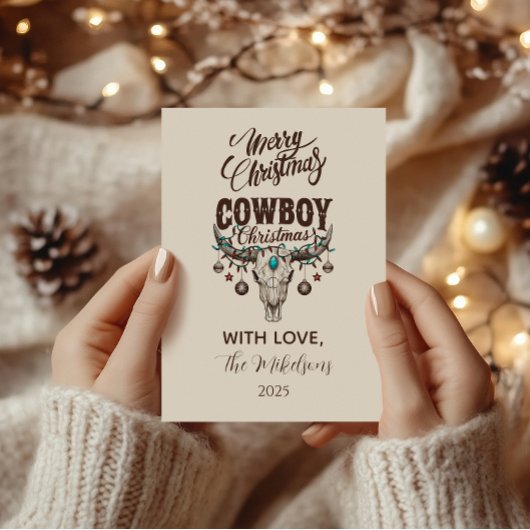 Rustic Cowboy Christmas Feestdagenkaart