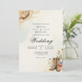 Rustic Cowboy Hat Bloom Wedding Kaart (Staand voorkant)