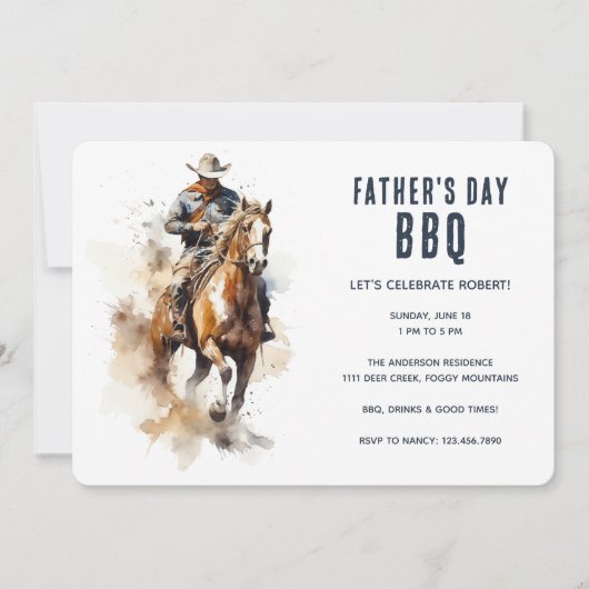 Rustic Cowboy Horse Country Vaderdag BBQ Kaart (Voorkant)