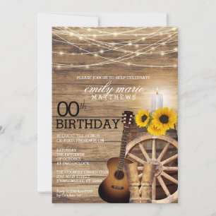 Rustic Cowboy Party - 00th Birthday Invitation