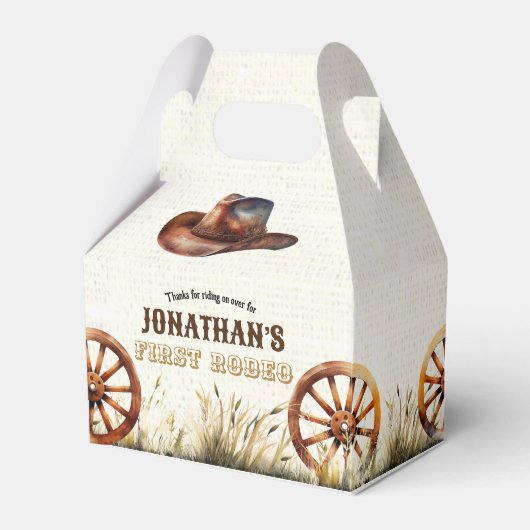 Rustic Cowboy Pet First Rodeo Birthday Favor Box Bedankdoosjes (Voorkant Zijde)