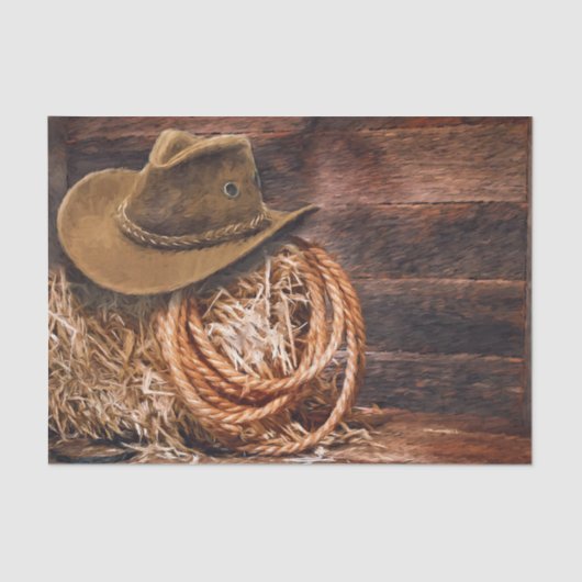 Rustic Cowboy Pet Rope Hay Foto Tissuepapier (Voorkant)