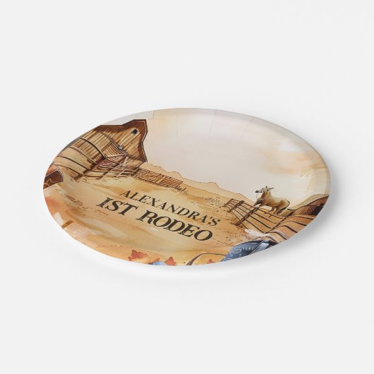 Rustic Cowboy Rodeo 1st Birthday Style Papieren Bordje (Gekanteld)