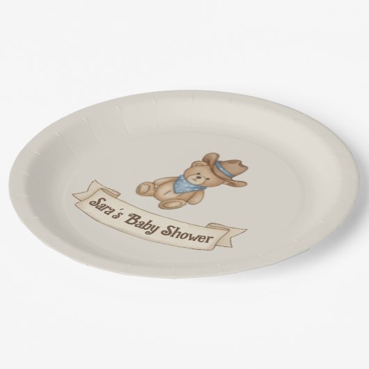 Rustic Cowboy Waterverf Boy Baby shower Papieren Bordje (Gekanteld)