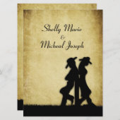 Rustic Cowboy Wedding Invitation Kaart (Voorkant / Achterkant)