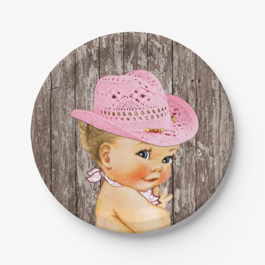 Rustic Cowgirl Baby shower Papieren Bordje (Voorkant)