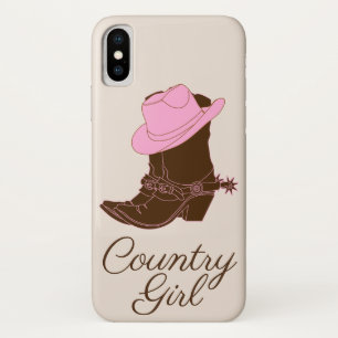 Rustic Cowgirl Boots country Girl iPhone X Hoesje