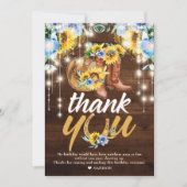 Rustic Cowgirl Boots Floral String Lights Bedankkaart (Voorkant)
