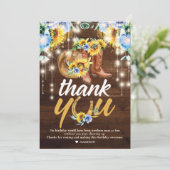 Rustic Cowgirl Boots Floral String Lights Bedankkaart (Staand voorkant)