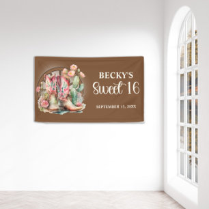 Rustic Cowgirl Boots Pink Roses Sweet 16 Spandoek