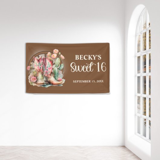 Rustic Cowgirl Boots Pink Roses Sweet 16 Spandoek