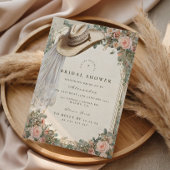 Rustic Cowgirl Hat Floral Bridal Shower Kaart