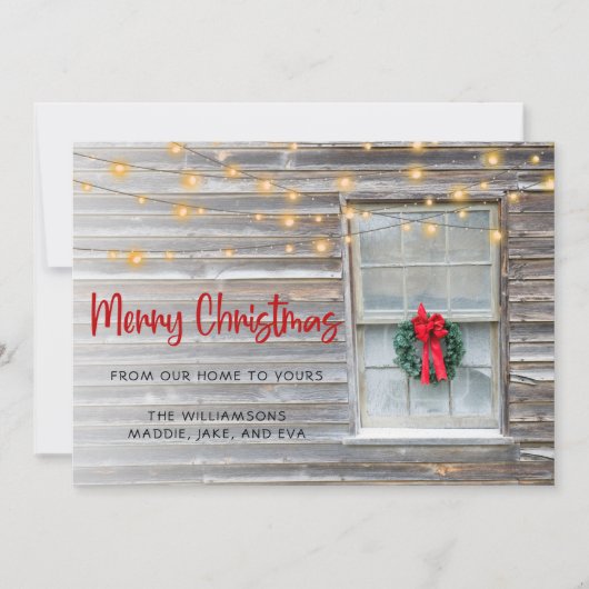 Rustic Cozy Cabin met Twinkle Lights Kerstmis (Voorkant)