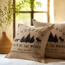 Rustic Cozy Cabin Welkomstnaam Sierkussen