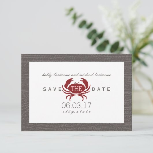 Rustic Crab Wedding Save the Date (Staand voorkant)