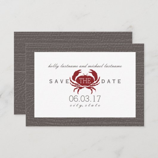 Rustic Crab Wedding Save the Date (Voorkant / Achterkant)