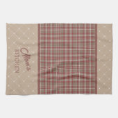 Rustic Cranberry, Dark Tan & White Plaid Theedoek (Horizontaal)