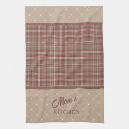 Rustic Cranberry, Dark Tan & White Plaid Theedoek