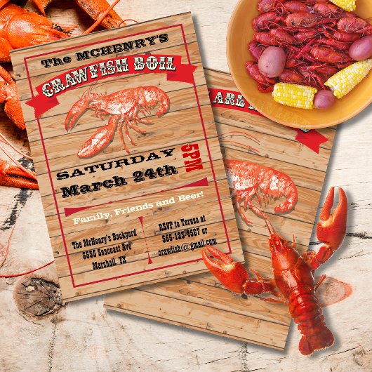Rustic Crawfish Boil Party Poster Uitnodigingen