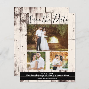 Rustic Cream Barn Wood Weduwfoto Save the Date