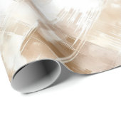 Rustic Cream Brown Stripes Birthday Cadeaupapier (Rol Hoek)