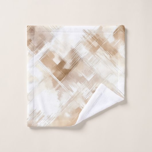 Rustic Cream Brown Stripes Bridal Shower Bad Handdoek (Wasdoekje)