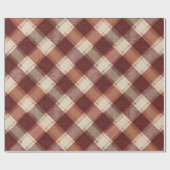 Rustic Cream Orange Rust Red Plaid Pattern Cadeaupapier (Vlak)