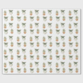 Rustic Cream Ornament Pine Cone Green Christmas Cadeaupapier (Vlak)