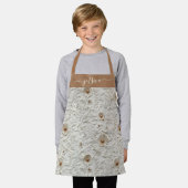 Rustic cream tooled leren script naam meisje schort (Gedragen)