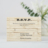 Rustic Cream Wood RSVP Kaartje (Staand voorkant)