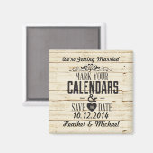 Rustic Cream Wood Save the Date Wedding Magneet (Voorkant / Achterkant)