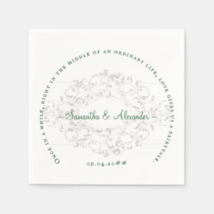 Rustic Crest Ivory Emerald Green Gothic Wedding Servet