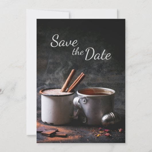 Rustic Cup thee en warme chocolade Save the Date Kaart (Voorkant)