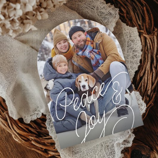 Rustic Cursive Paix et Joie Carte photo de vacance