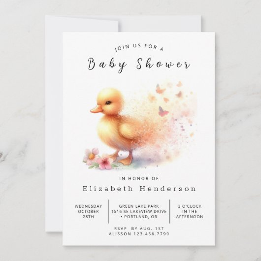 Rustic Custom Duck Baby shower Kaart (Voorkant)