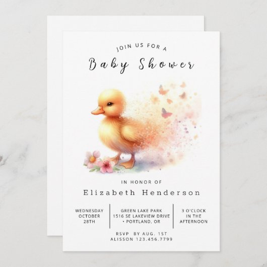 Rustic Custom Duck Baby shower Kaart (Voorkant / Achterkant)