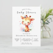 Rustic Custom Giraffe Baby shower Kaart (Staand voorkant)