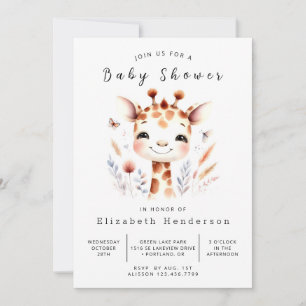 Rustic Custom Giraffe Baby shower Kaart