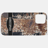 Rustic Custom Name Rusty Metal Texture iPhone Case iPhone Hoesje (Achterkant horizontaal)