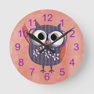 Rustic Custom Owl Ronde Klok